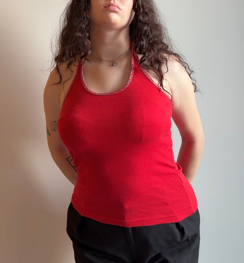 Vivid Red Cotton Cami - Size S
