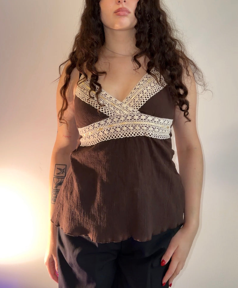 Brown Lace Top - Size S