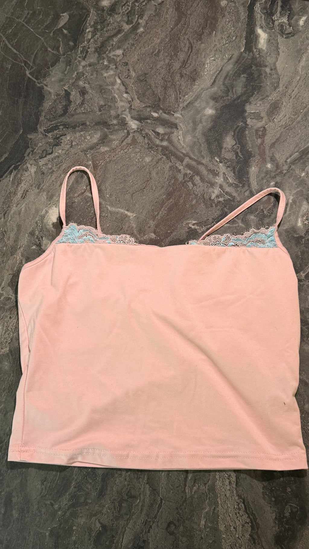 Pink Top with Blue Lace - Size S