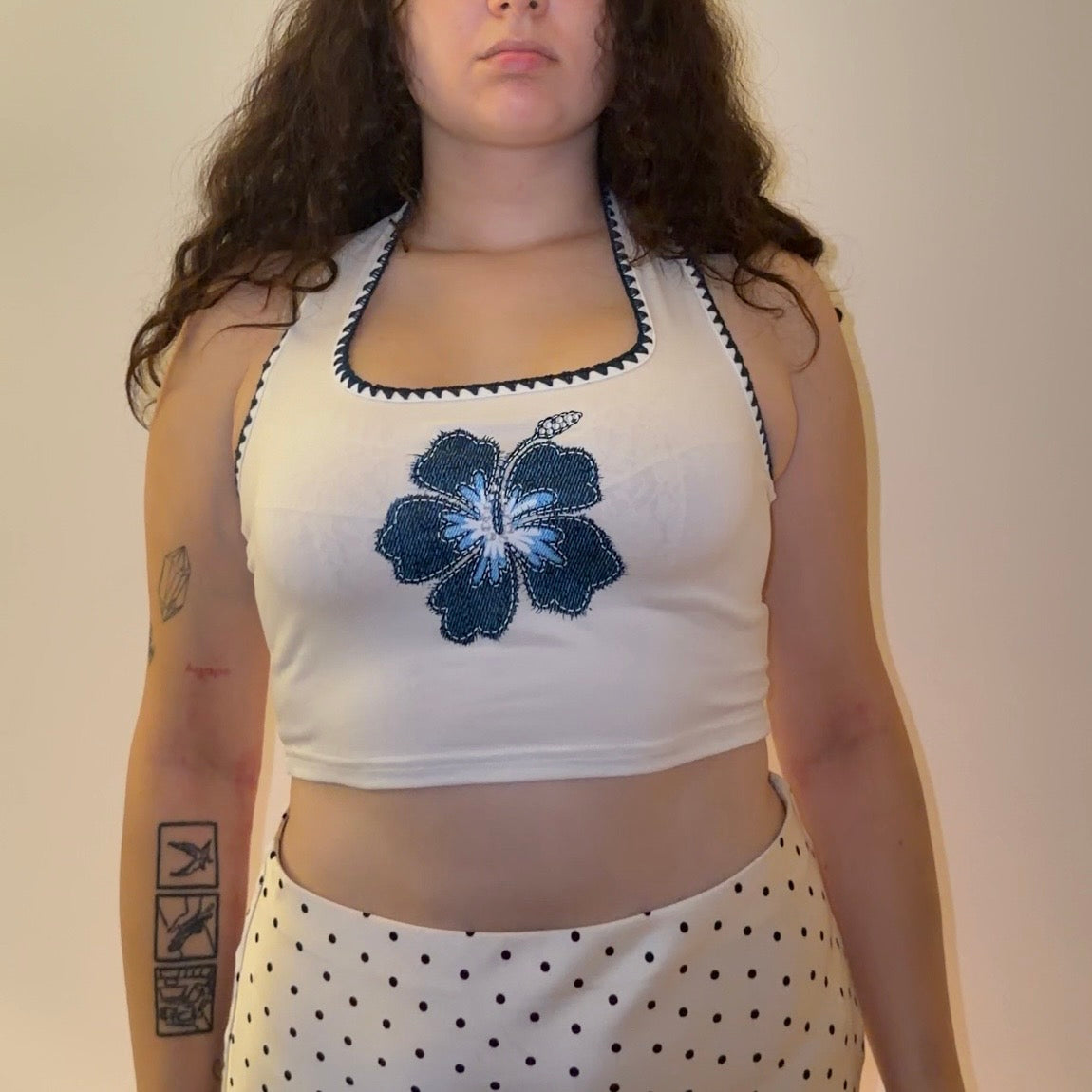 White Shop Flower Top - Size S