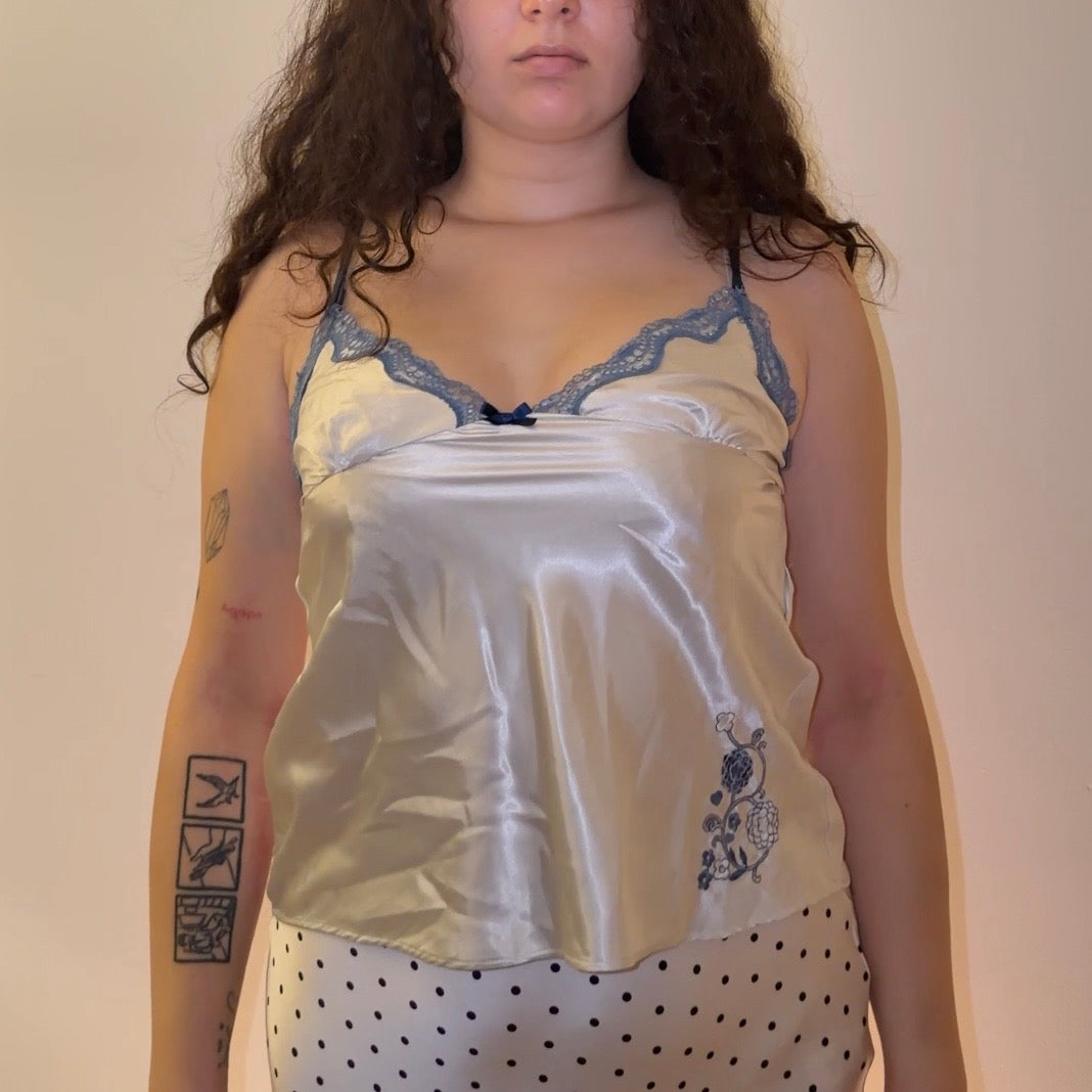 Pearl Top with Blue Lace - Size S/M