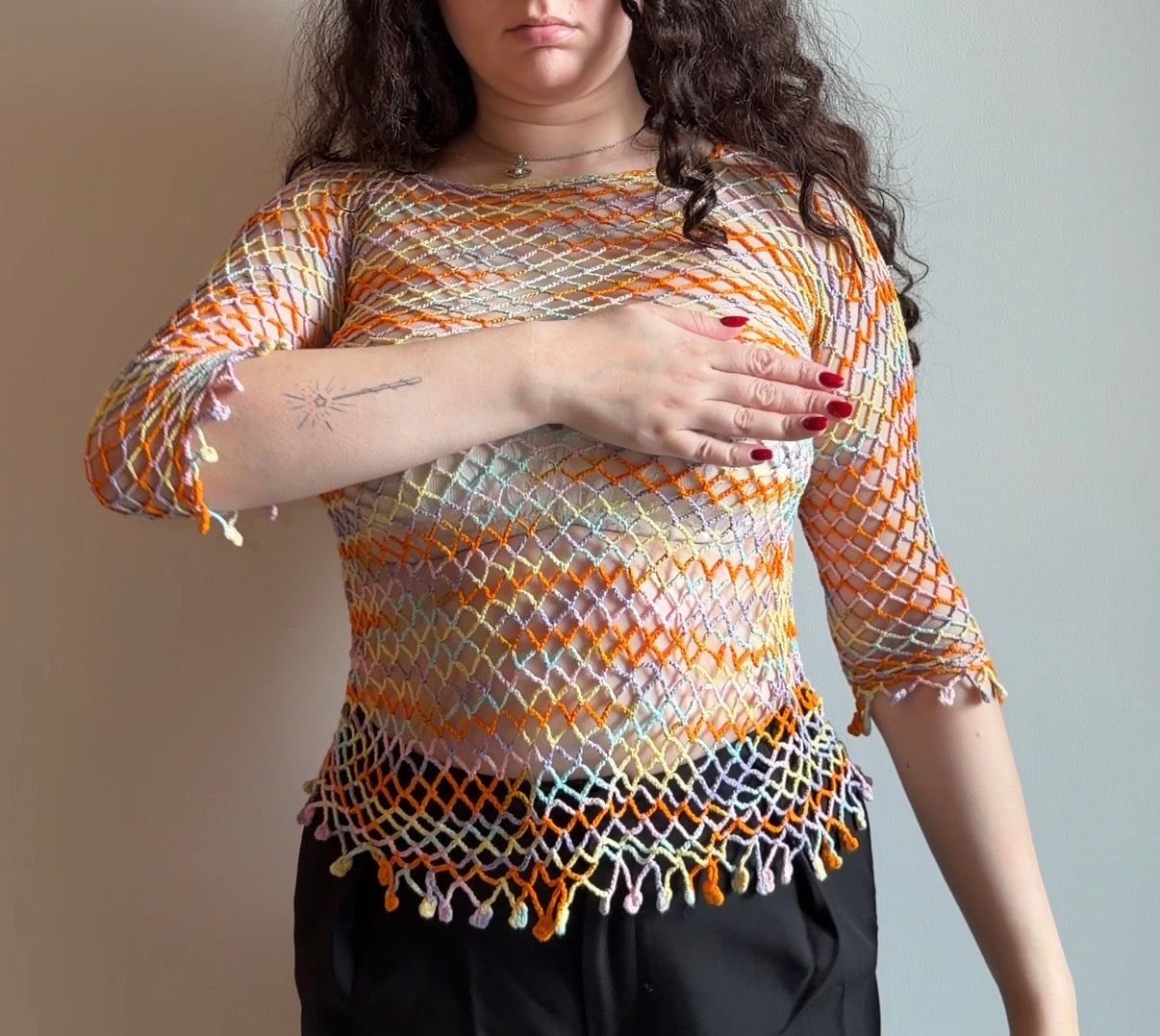 Multicolor Sheer Knit Jumper - Size S