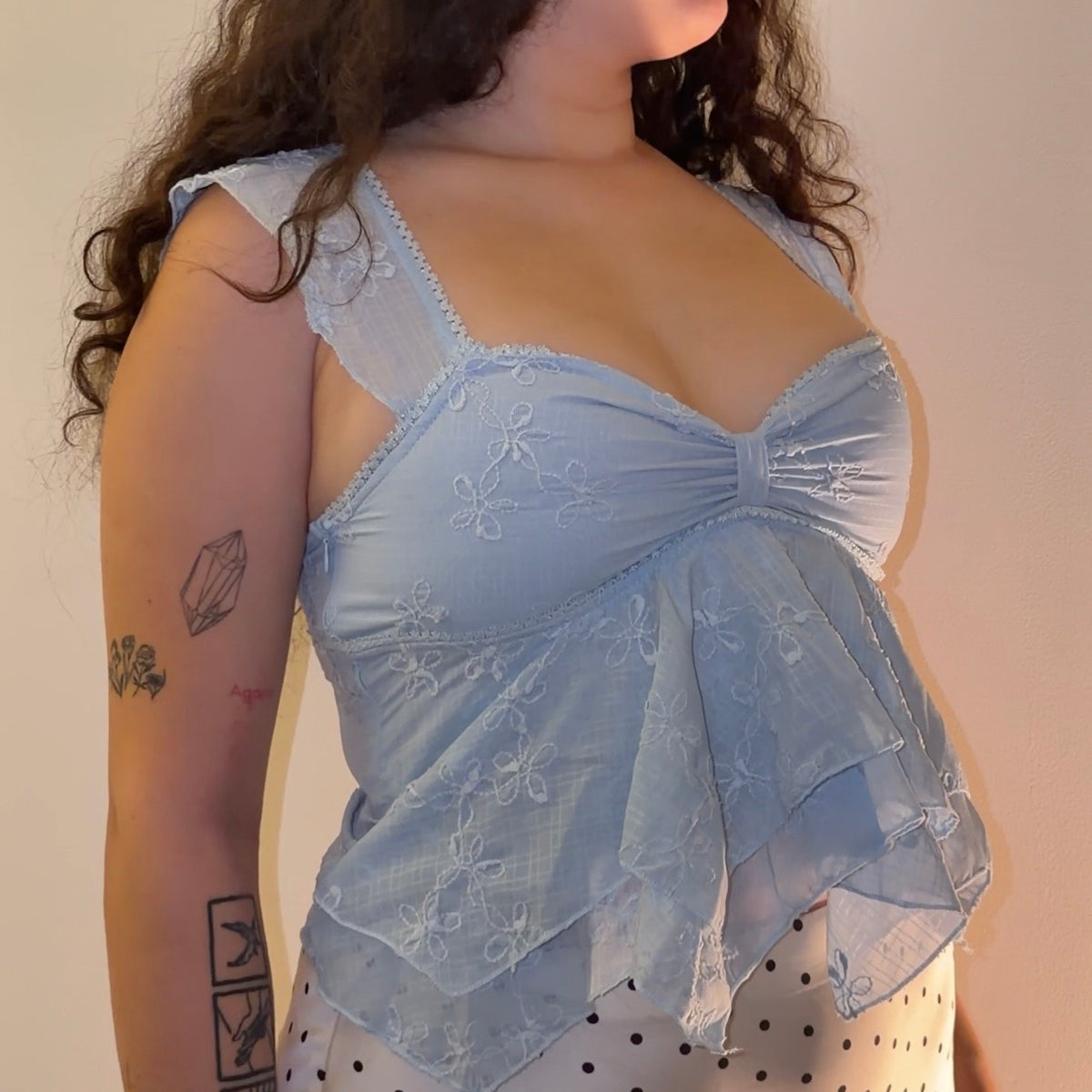 Light Blue Lace Top - Size M