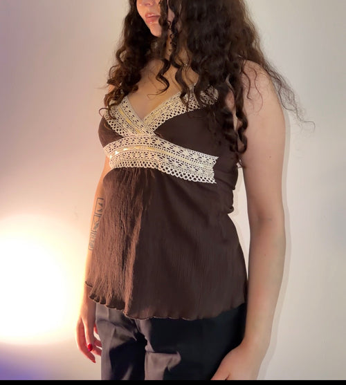 Brown Lace Top - Size S