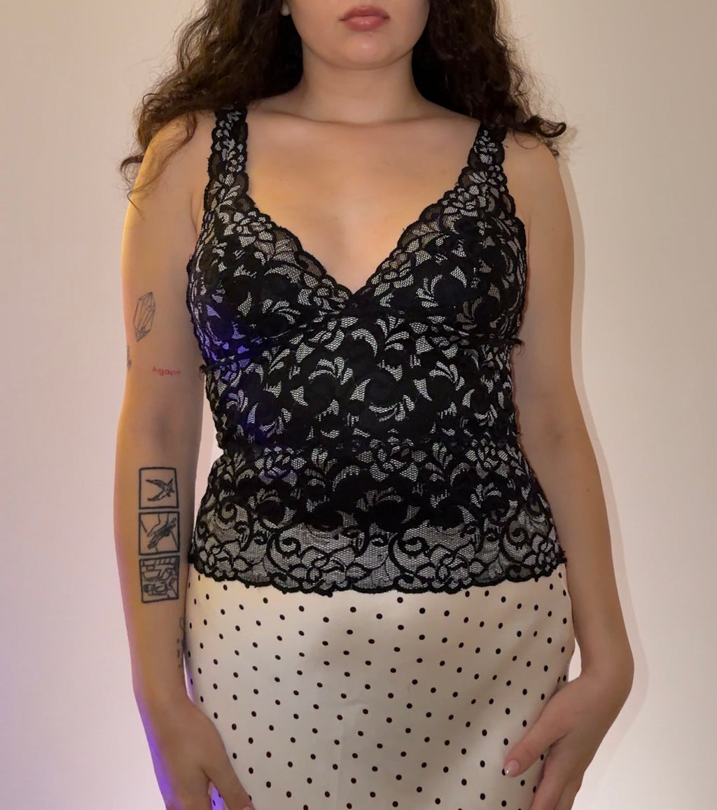 Black and White Lace Top - Size S