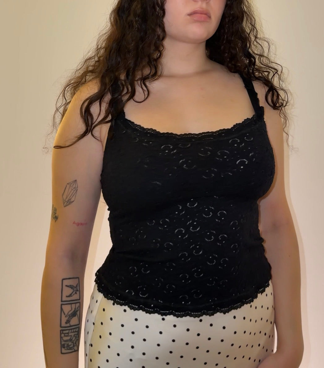 Black Lace Top - Size S/M