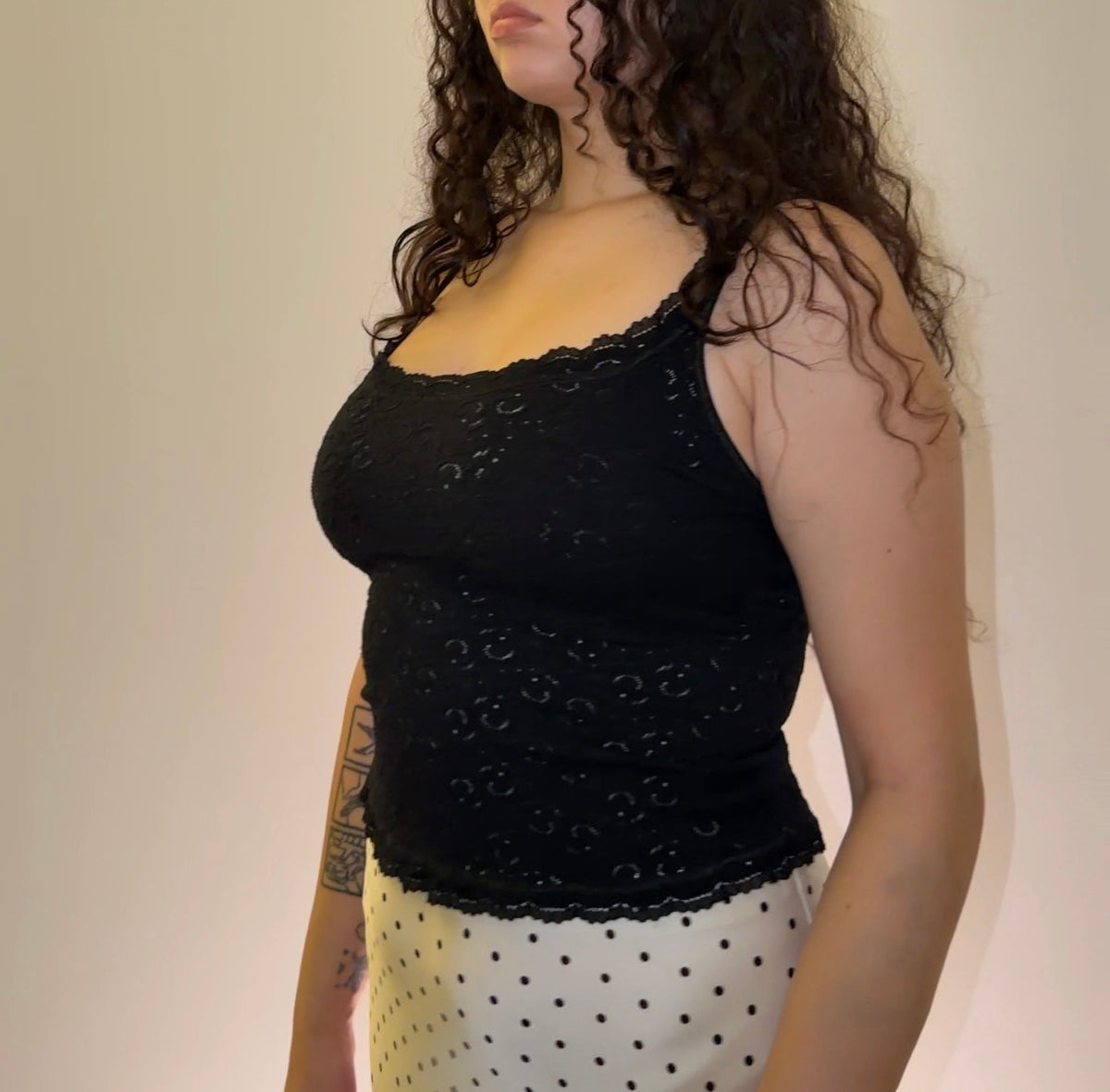 Black Lace Top - Size S/M