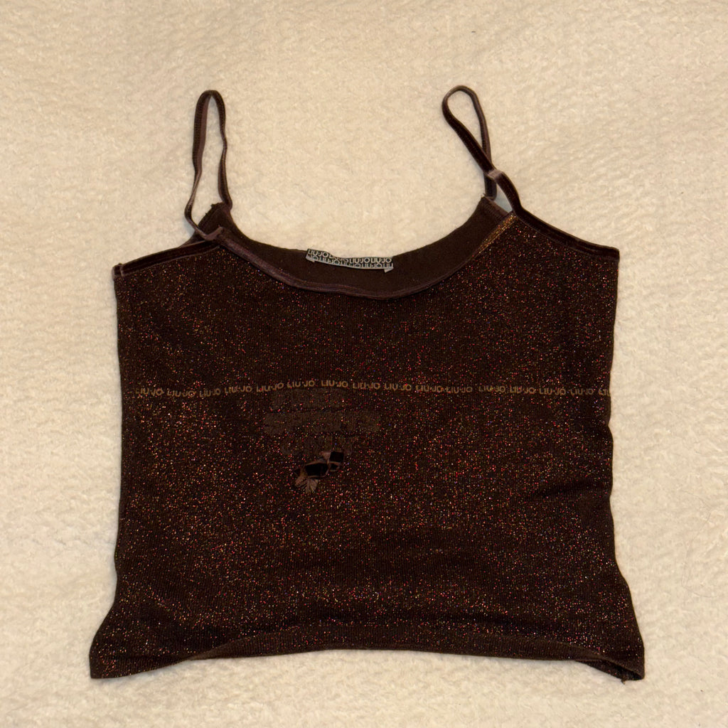Liu Jo Brown Sparkly Top - Size S/M