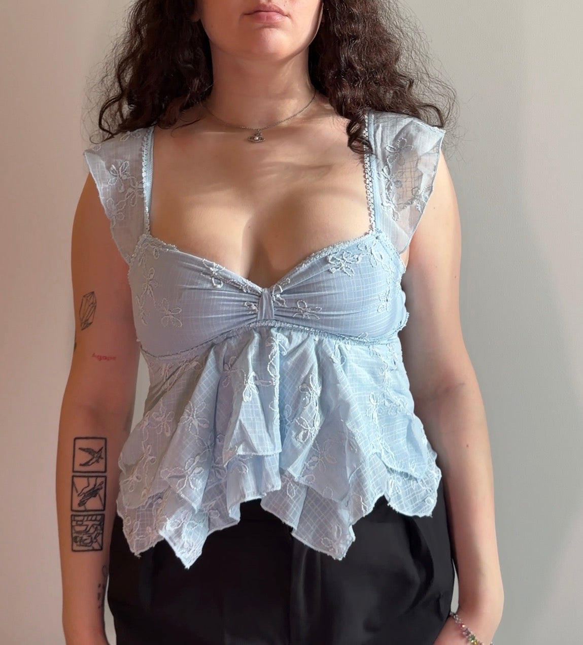 Light Blue Lace Top - Size M