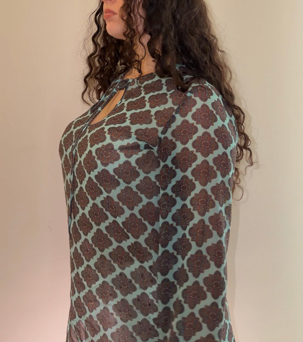 Blue ornament blouse - Size S/M