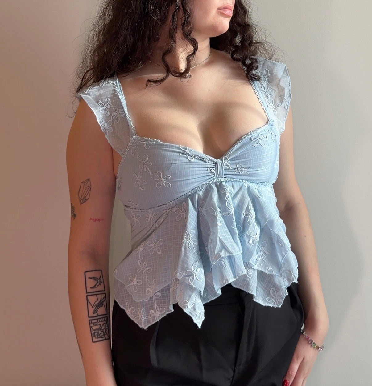 Light Blue Lace Top - Size M