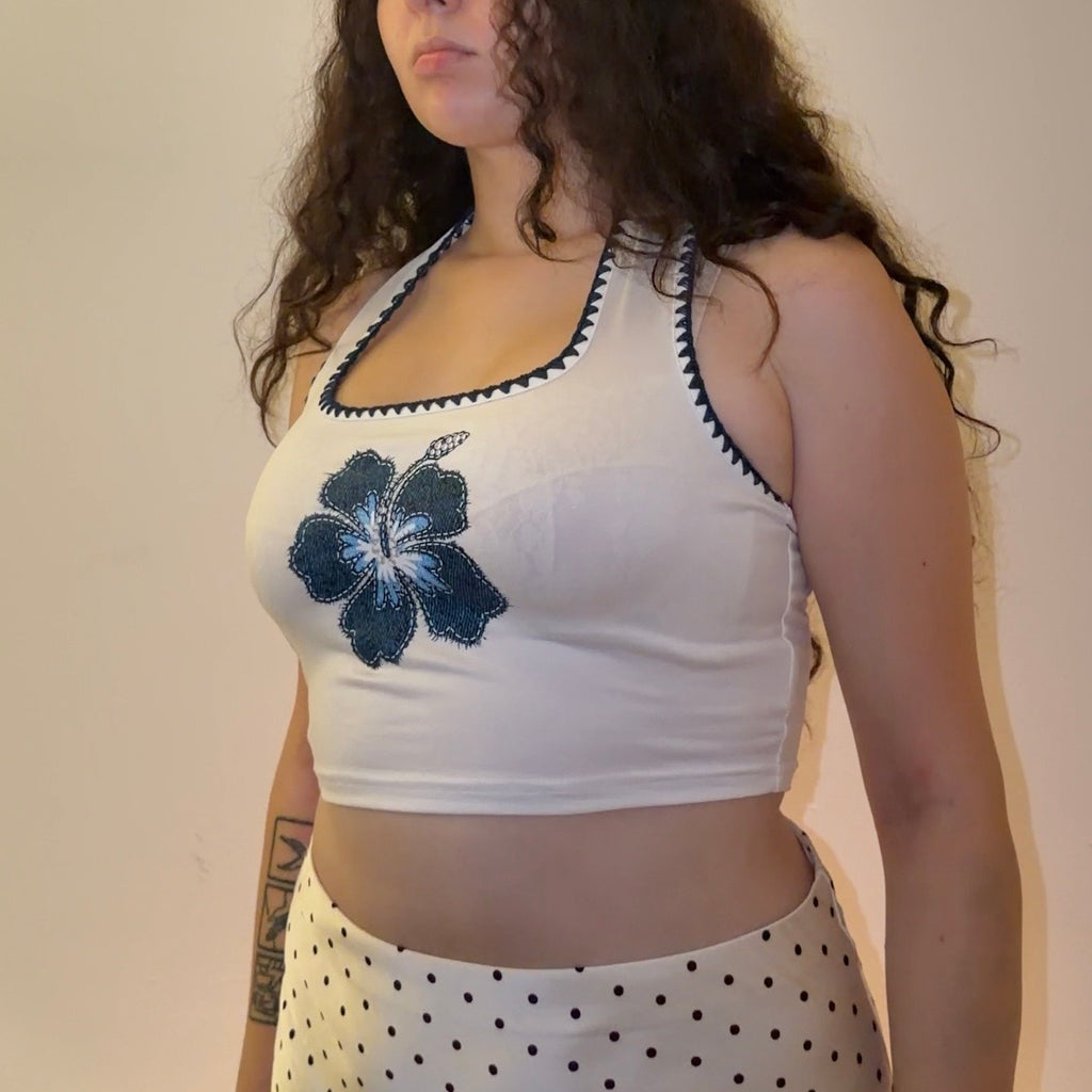 White Shop Flower Top - Size S
