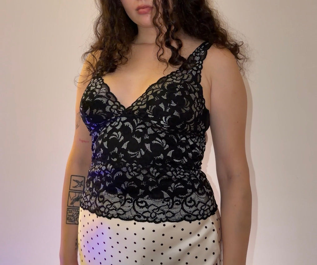 Black and White Lace Top - Size S