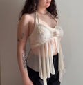 Beige Embroidery Chiffon Top - Size M