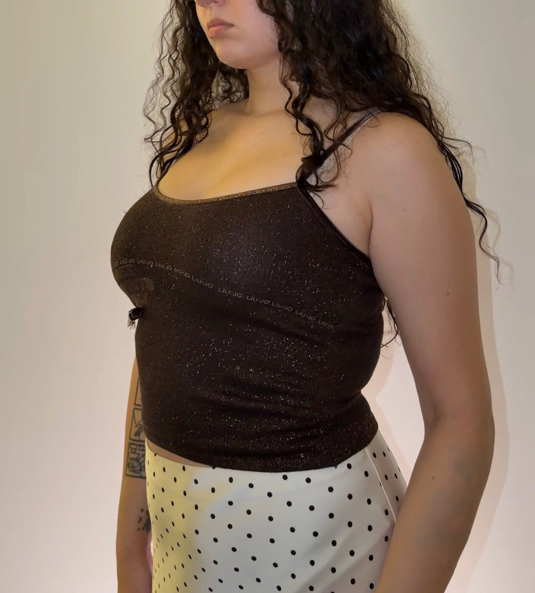 Liu Jo Brown Sparkly Top - Size S/M