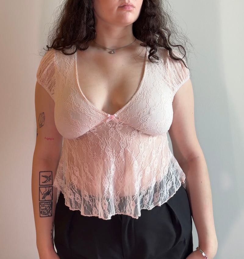 Light Pink Lace top - Size M