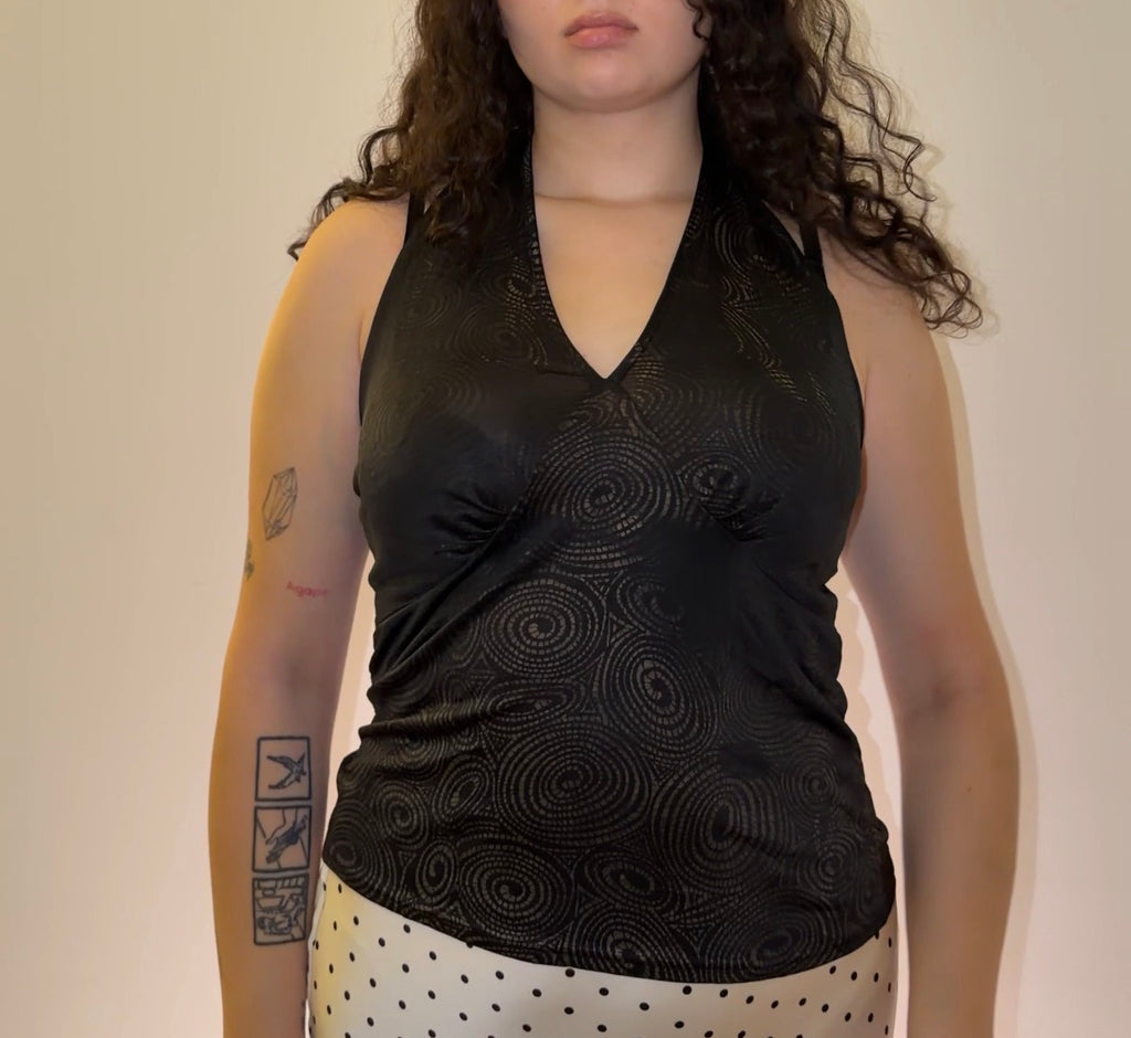 Black top with golden ornament - Size S/M