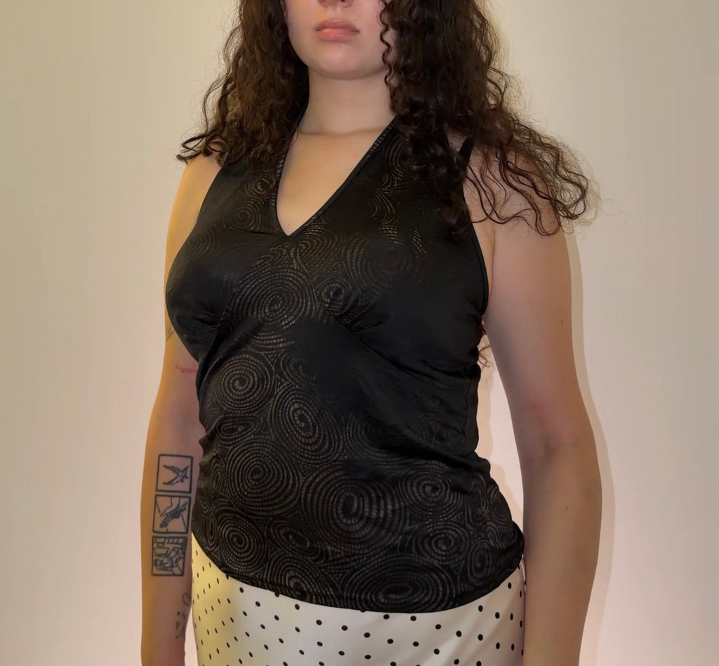 Black top with golden ornament - Size S/M
