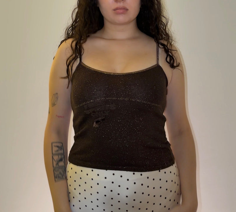 Liu Jo Brown Sparkly Top - Size S/M