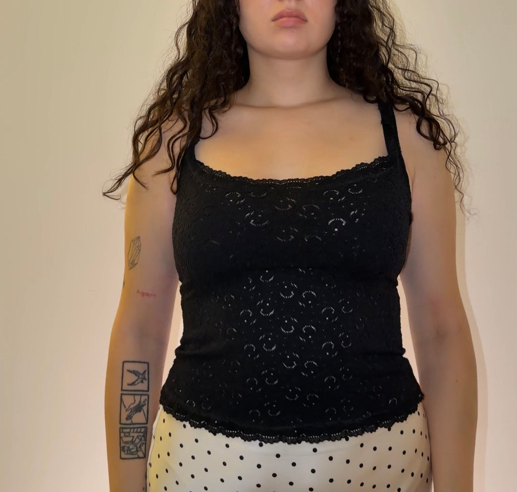 Black Lace Top - Size S/M