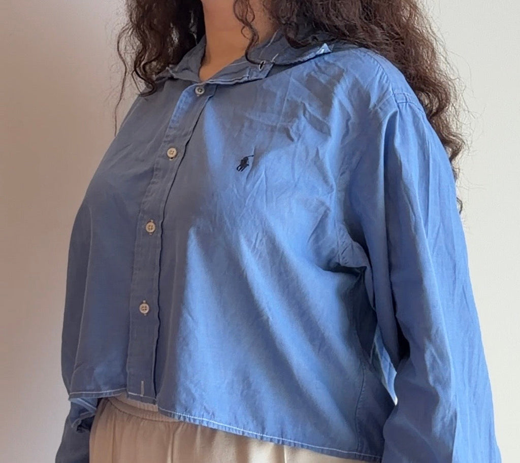 Ralph Lauren cropped blue shirt - Size M