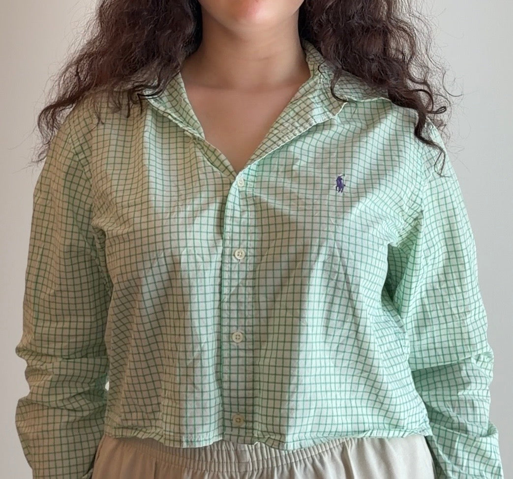 Ralph Lauren cropped green shirt - Size XS