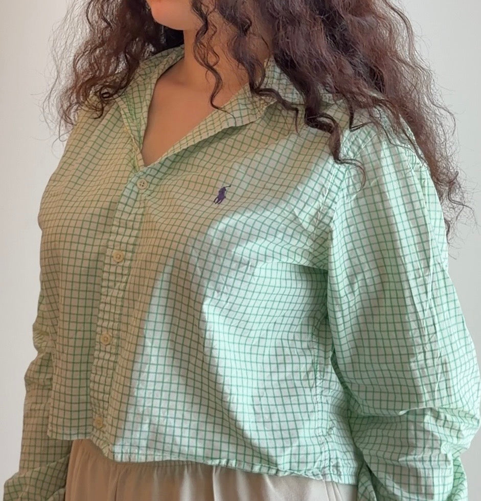 Ralph Lauren cropped green shirt - Size XS