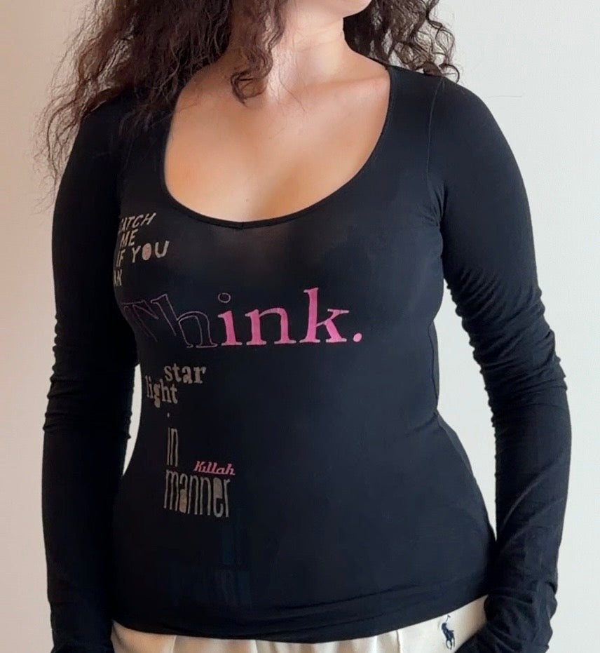 Long Sleeve black top - Size S